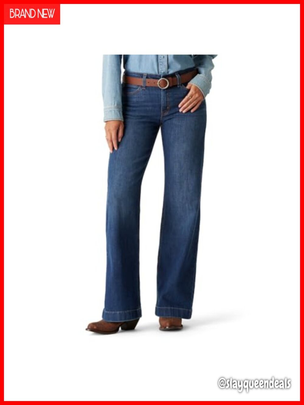 High Rise Wide Leg Stretch Denim Trouser Jeans